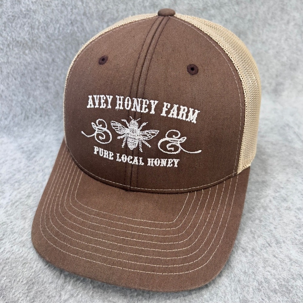 Avey Honey Farm Bee Mens Brown Richardson 112 Trucker Hat Snapback Mesh OSFM